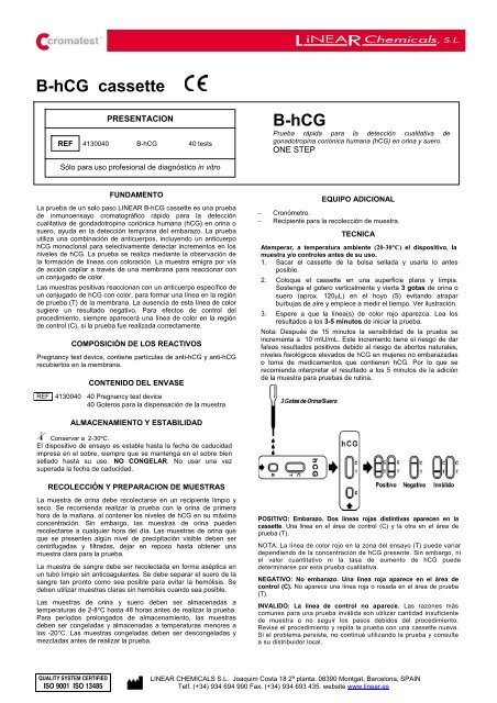 Β-hCG cassette Β-hCG - Linear