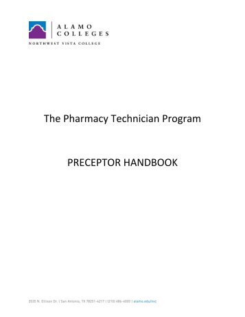 Pharmacy Tech Preceptor Handbook - Alamo Colleges