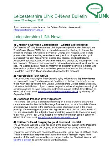 Leicestershire LINk E-News Bulletin