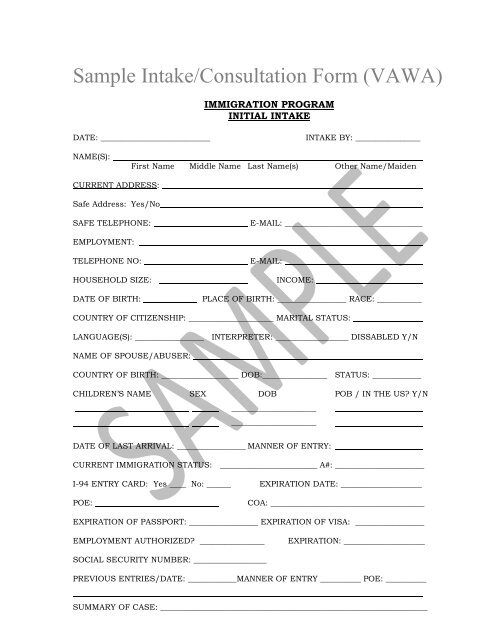 VAWA Intake Form