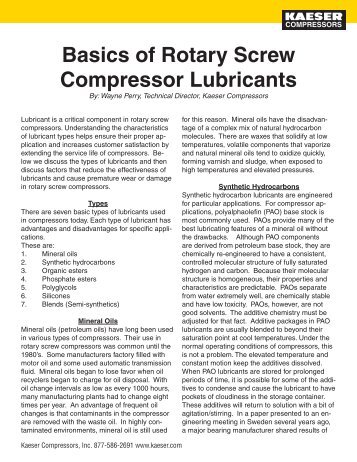 Basics of rotary screw compressor lubricants - Kaeser Compressors