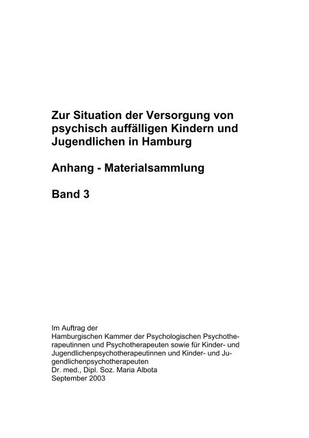 Zur Situation der Versorgung von psychisch auffälligen Kindern und ...