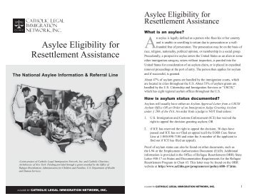 Asylee Eligibility for Resettlement Assistance - Catholic Legal ...