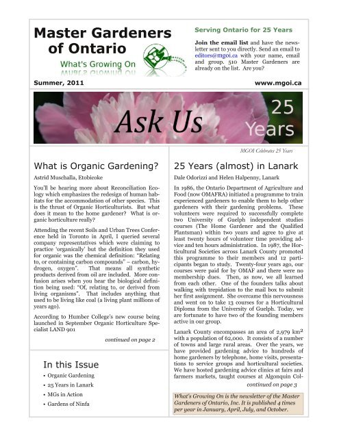 What is Organic Gardening - Master Gardeners of Ontario