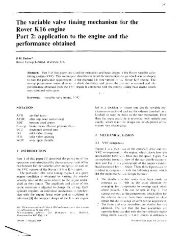 The variable valve timing mechanism f ~ r the Rover K 16 engine ...