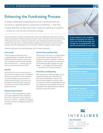 Enhancing the Fundraising Process - Intralinks