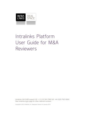 Intralinks Platform User Guide for M&A Reviewers