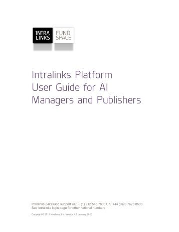 Intralinks Platform User Guide for AI Managers and Publishers