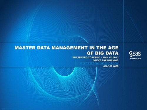 Master Data Management in the Age of Big Data - Information ...
