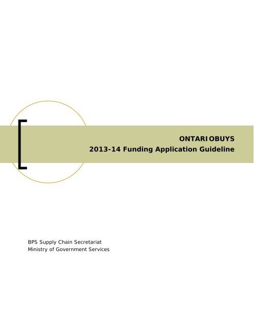 OntarioBuys 2013-14 Funding Application Guideline (PDF)