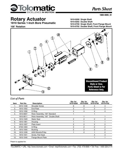 Rotary Actuator Parts Sheet - You are now at the Down-Load Site for ...