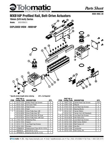 Parts Sheet - You are now at the Down-Load Site for Tol-O - Tolomatic