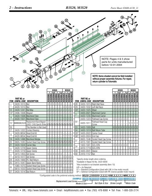 Parts Sheet - You are now at the Down-Load Site for Tol-O - Tolomatic