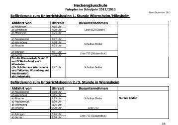 Busfahrplan 2012/13 - Heckengäuschule