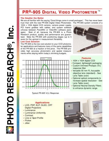 PR-905 Digital Video Photometer - Glen Spectra