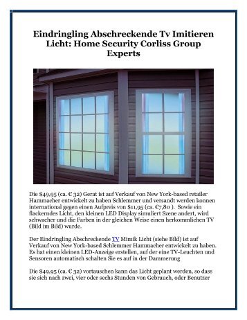 Eindringling Abschreckende Tv Imitieren Licht: Home Security Corliss Group Experts