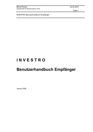 INVESTRO Benutzerhandbuch Empfänger - Xontro