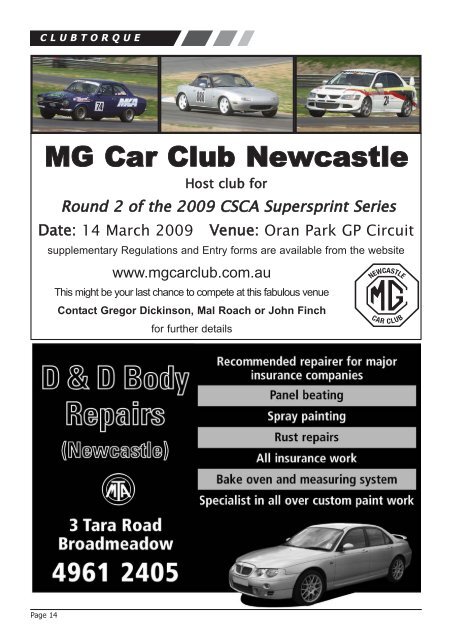 Mar 2009 - MG Car Club Newcastle