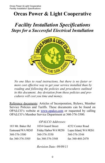 Facility Installation Specifications - OPALCO