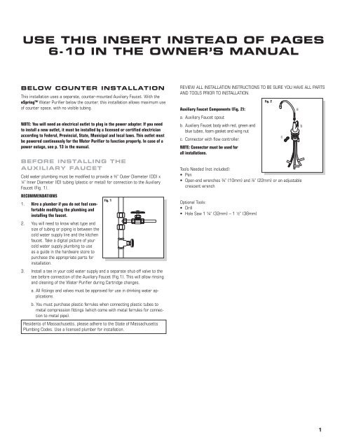 Espring Auxiliary Faucet Installation Amway