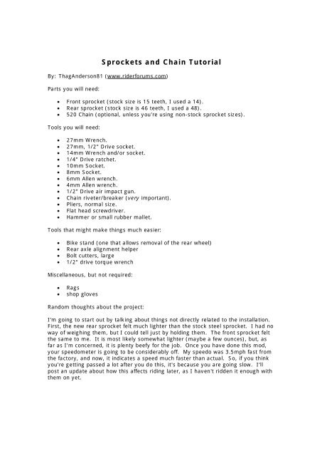 Sprockets And Chain Tutorial Pdf Slingshot