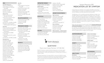 MEDICATION LIST BY SYMPTOM - Hospice Pharmacia