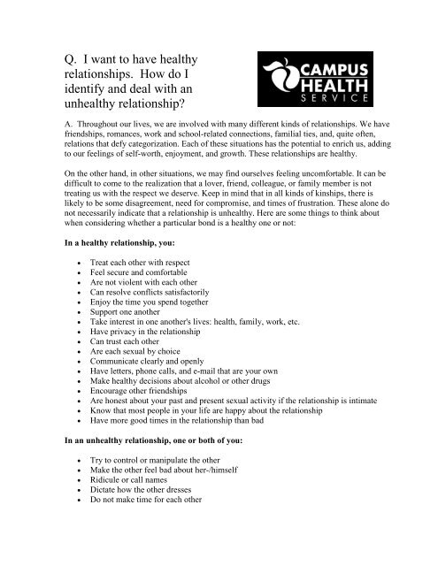 Healthy Relationships - Campus Health - University of Arizona