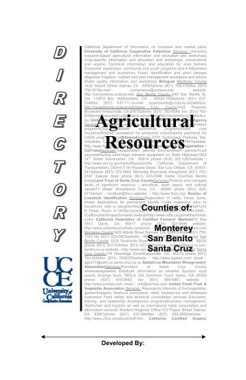 Agricultural Resources Directory - English (PDF) - Santa Cruz County