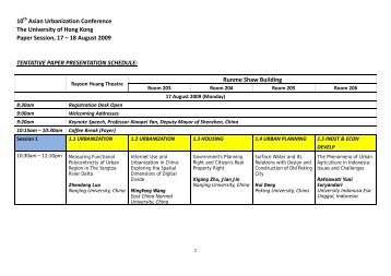 10 Asian Urbanization Conference The University of Hong Kong ...