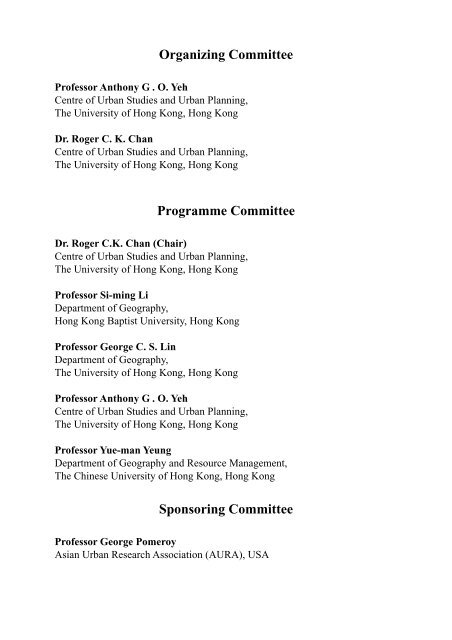 schedule - Faculty of Architecture, The University of Hong Kong