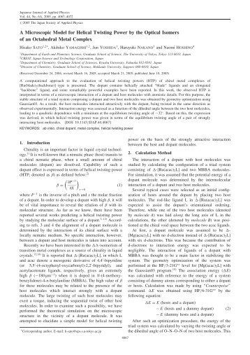 A Microscopic Model for Helical Twisting Power by the Optical ...