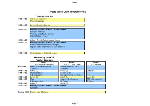 Agata Week Draft Timetable v1.0