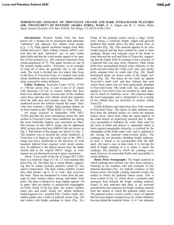 sedimentary geology of trouvelot crater and dark intracrater features