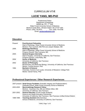 LUCIE YANG, MD-PhD - ANSIR Laboratory