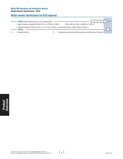 Model MR Installation Manual - MTS Sensors