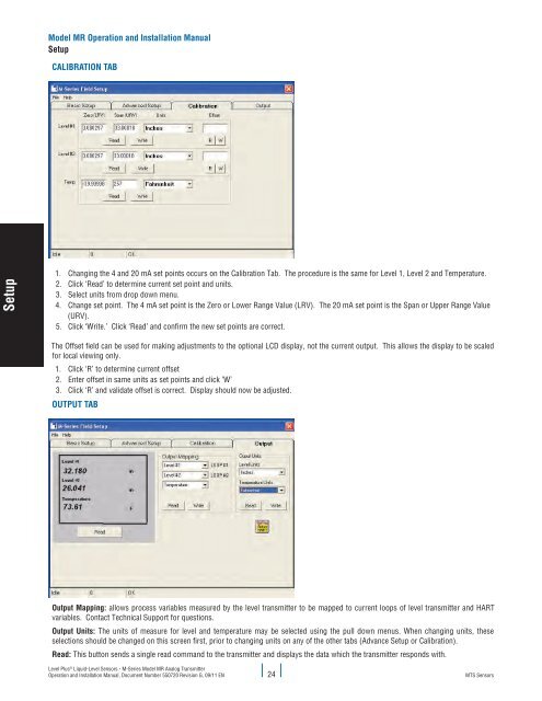 Model MR Installation Manual - MTS Sensors