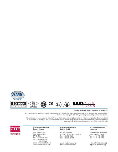 Model MR Installation Manual - MTS Sensors