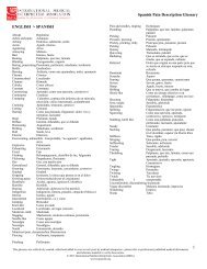 Spanish Pain Description Glossary 1 ENGLISH > SPANISH - IMIA