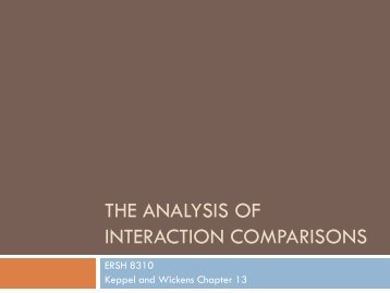 The Analysis of Interaction Comparisons