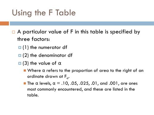 Variance Estimates and the F Ratio