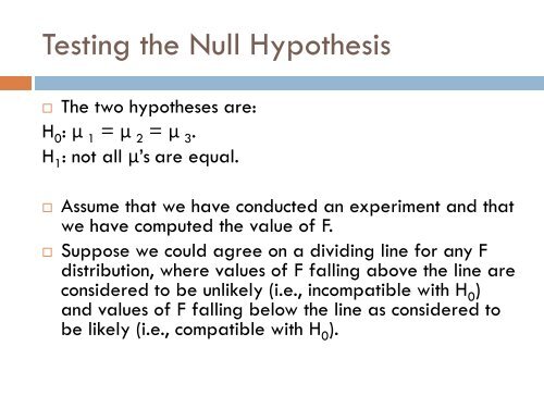 Variance Estimates and the F Ratio