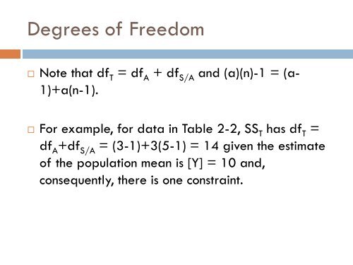 Variance Estimates and the F Ratio