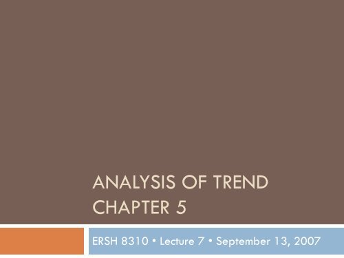 Analysis of trend Chapter 5