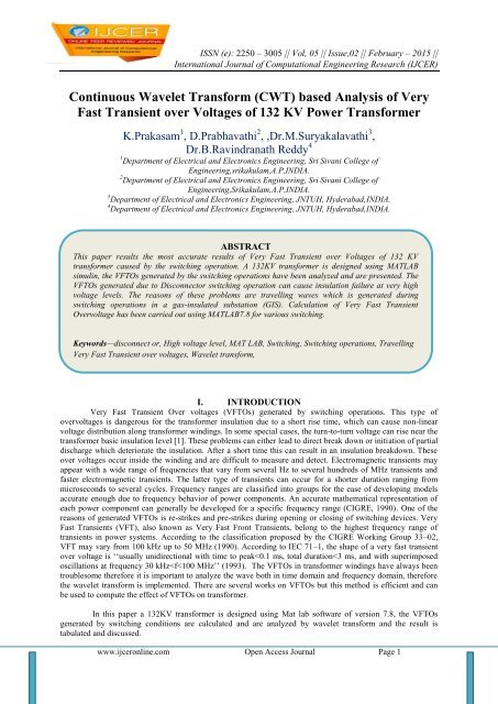 Continuous Wavelet Transform (CWT) based Analysis of Very Fast ...