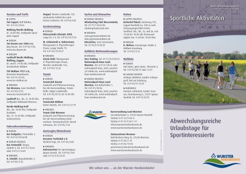 Flyer Sportliche Aktivitäten - Land Wursten