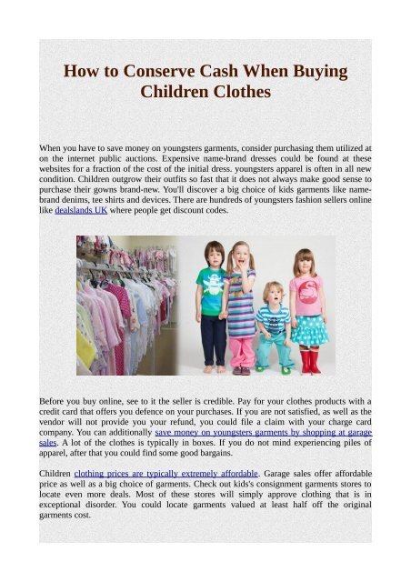 How To Conserve Cash When Buying Children Clothes