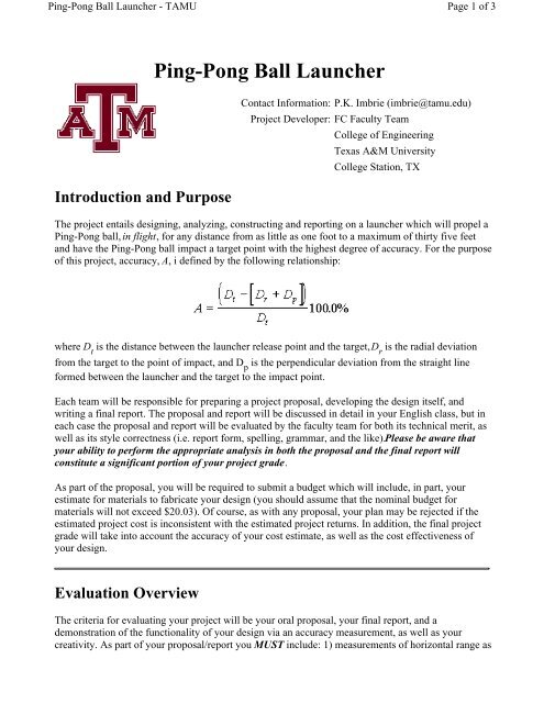 Ping Pong Ball Launcher Tamu Foundation Coalition