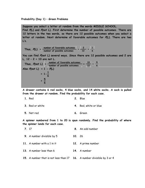 Green Probability Handout 1 - WordPress.com