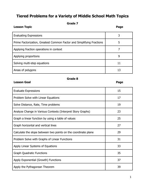 Tiered Problems for a Variety of Middle School ... - WordPress.com