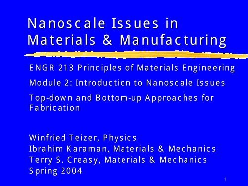 Top-down and Bottom-up Approaches to Nanoscale Fabrication